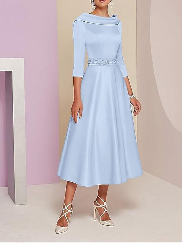 Vintage Bateau A-Line Elegant the Mother of Dress Bride FashionChic