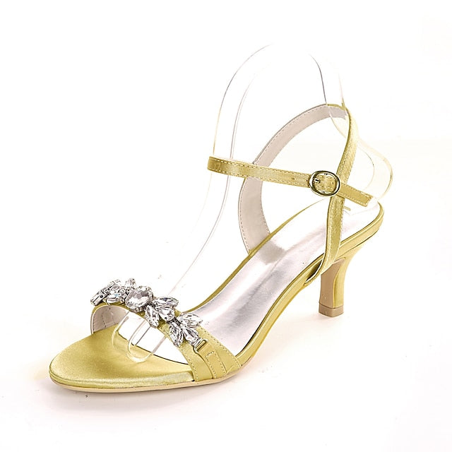 – Sandals Silver Heeled Rhinestone Women's Elegant FashionChic