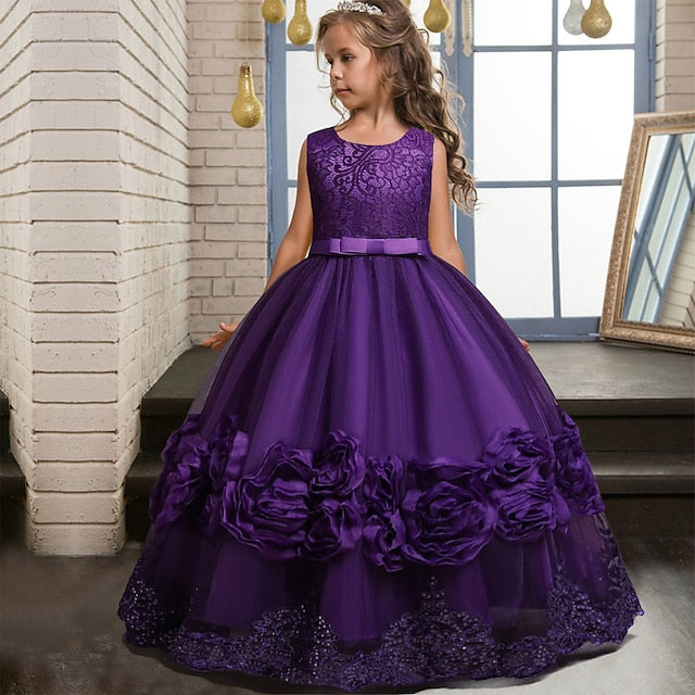Dress Line Girls' Party Little A Floral Plain Kids FashionChic