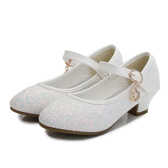 Mary Shoes Heel Low Glitter Dress Girls' - Sparkly Jane FashionChic