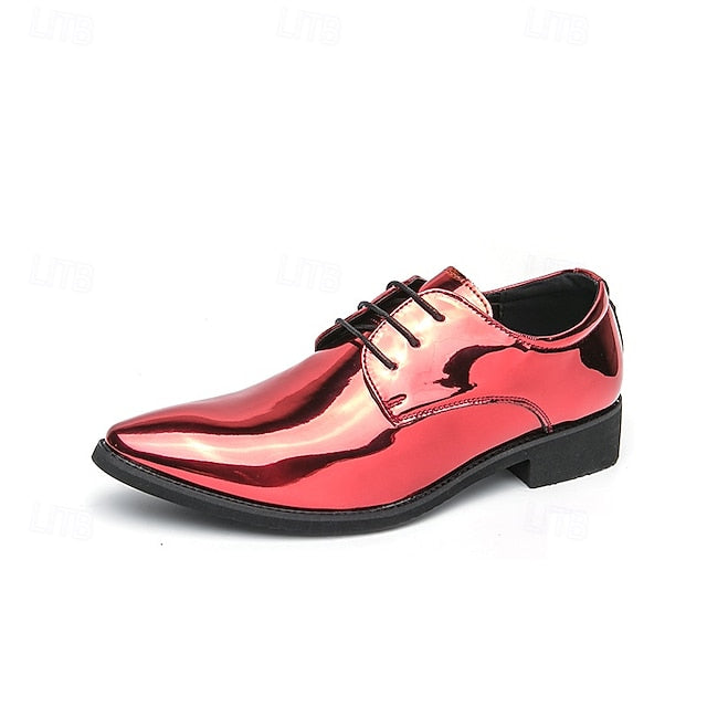 for Formal Green Glossy Men Lace-Up Shoes Patent Leather – FashionChic