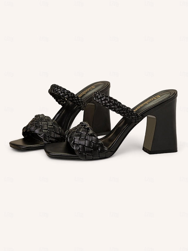 Party Sandals Braided Women's Wedding Heeled Vacation Mules FashionChic