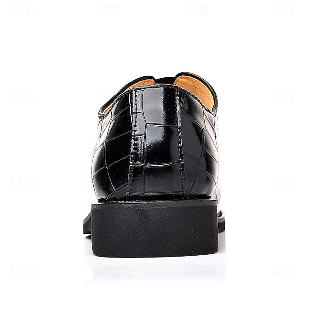Shoes Pattern Men's Burgundy – Dress Crocodile Slip-On FashionChic