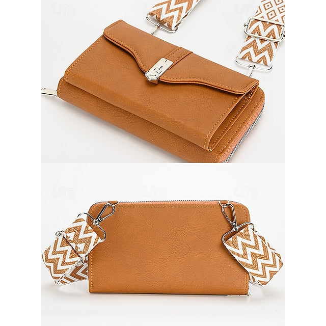 Crossbody Faux Women's Geometric Bag Pattern with Leather FashionChic
