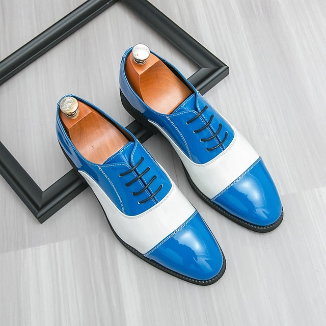 Red and Leather Shoes Patent Men's Oxford – White FashionChic