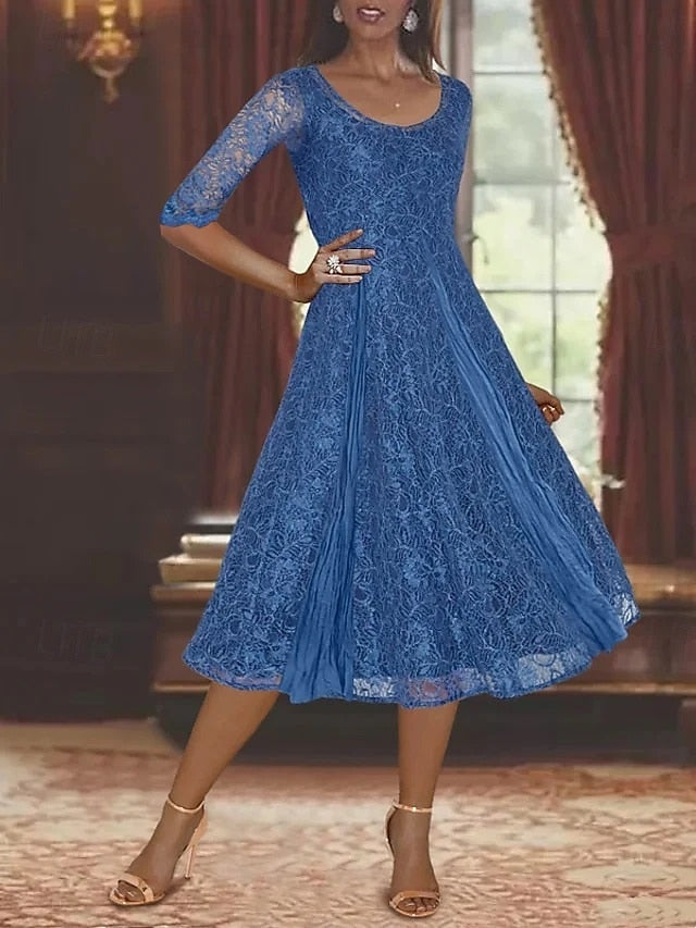 Elegant of Casual Mother Bride the Simple A-Line Dress Piece Two FashionChic