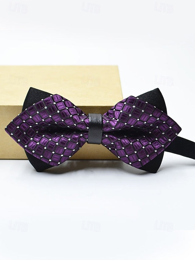 Geometric Bow with Christmas Pattern Tie Men's FashionChic