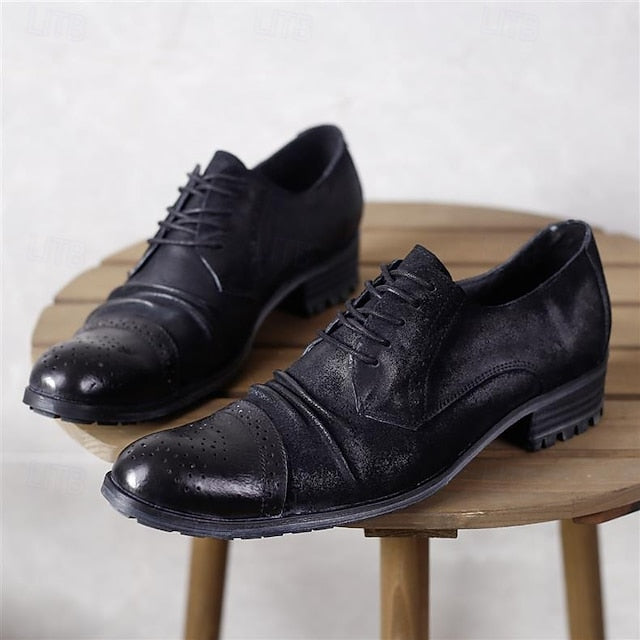 Vintage Genuine Dress Oxford Shoes Leather – Brogue Men's FashionChic