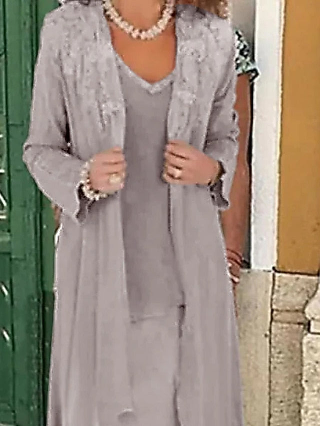 Formal Bride Mother the of A-Line Wedding Dress Two Piece Beach FashionChic