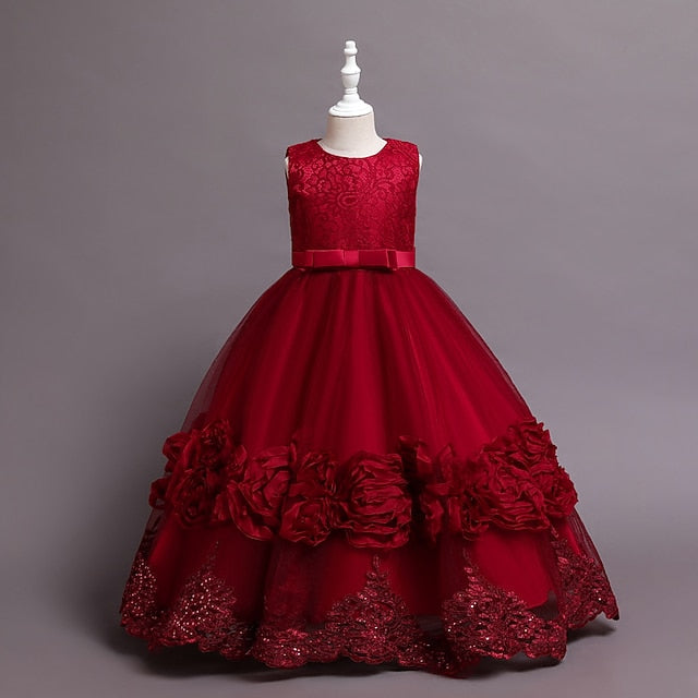 Party Floral Plain Girls' Kids Line Dress A Little FashionChic