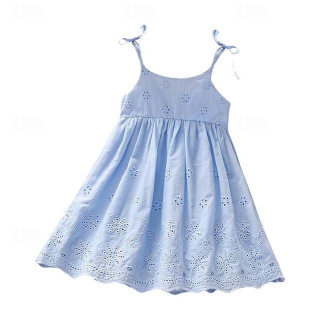 Princess Sleeveless Kids Dresses Color Solid Cotton Summer FashionChic