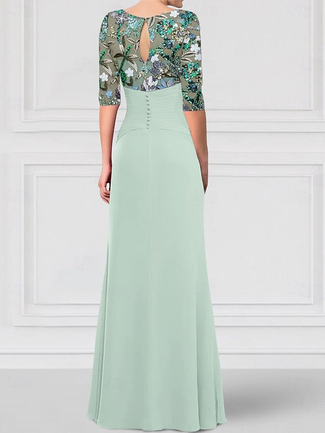 the A-Line SkyBeaded Dress Gown Sparkle of Bride Mother FashionChic