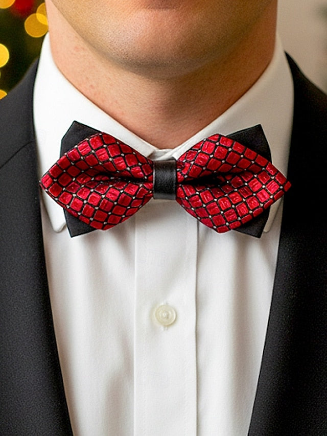 Geometric Bow with Christmas Pattern Tie Men's FashionChic