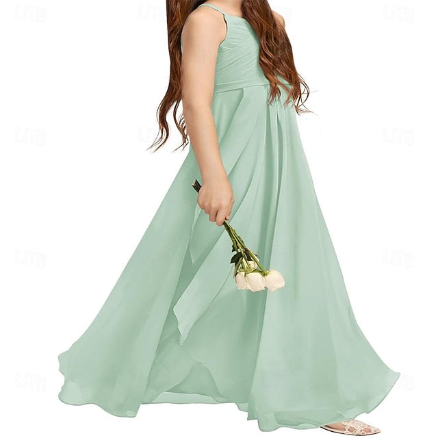 Girl Girls Bridesmaid Flowy Flower Halter A-Line Dress Junior FashionChic