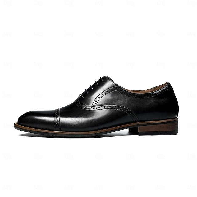 Leather Light Shoes Genuine Wingtip Oxford with Men's Brown FashionChic