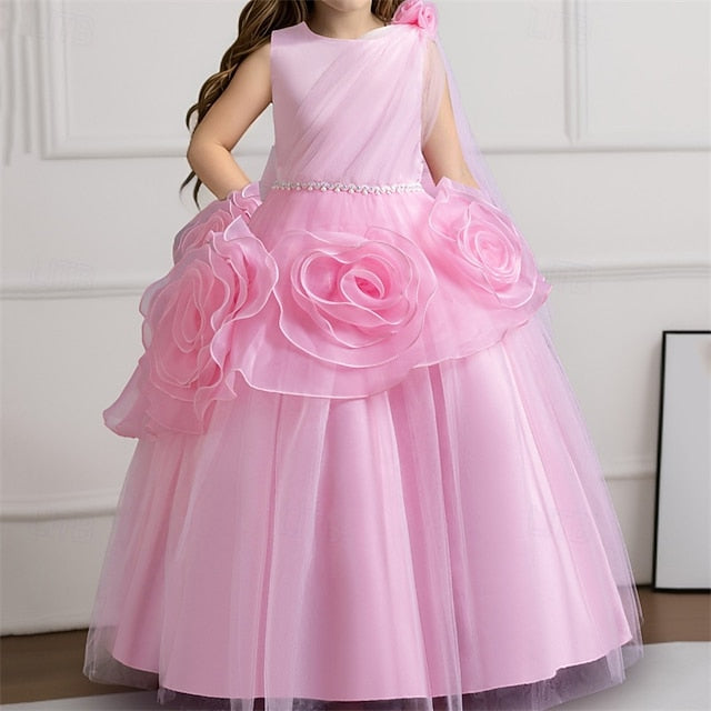 Girls' Party Dress Solid Kids Cosplay Color FashionChic