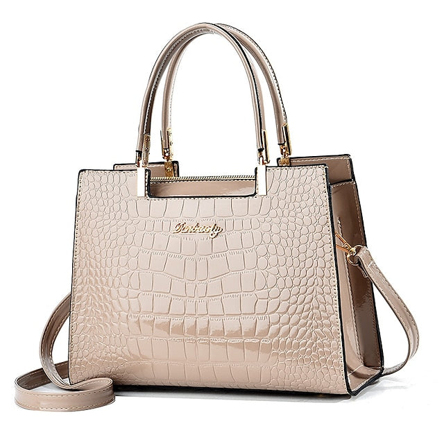 Black Crocodile Pattern Women's Elegant Handbag Leather | FashionChic