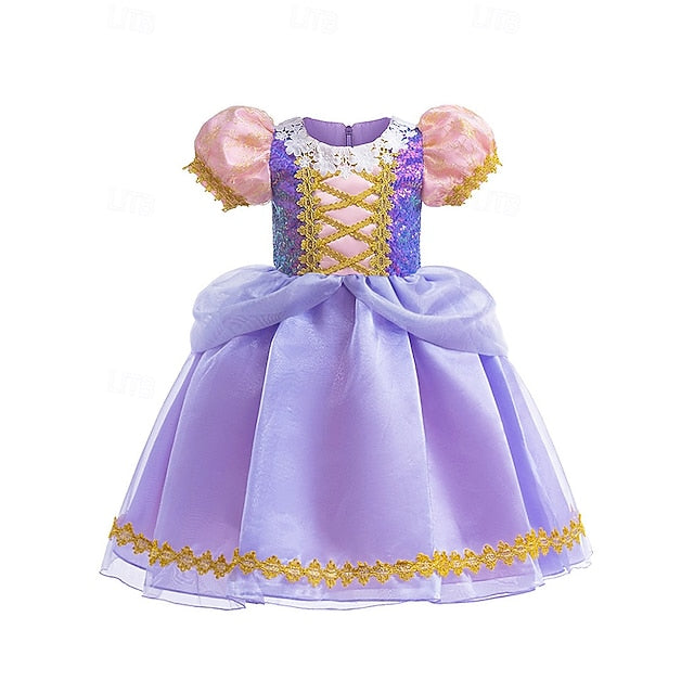 Rapunzel Flower Dress Girl Party Theme Princess Fairytale Sofia FashionChic