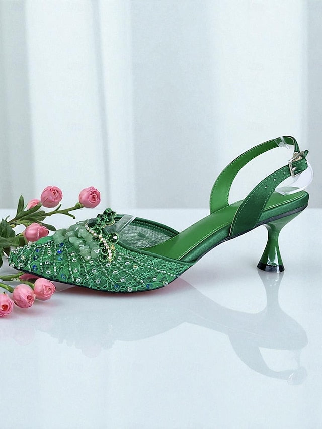 Clutch Set Bag Heel Green and Women's - Rhinestone Shoes FashionChic
