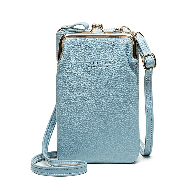 Bag Gold Women's Faux with Frame Leather Black Crossbody FashionChic