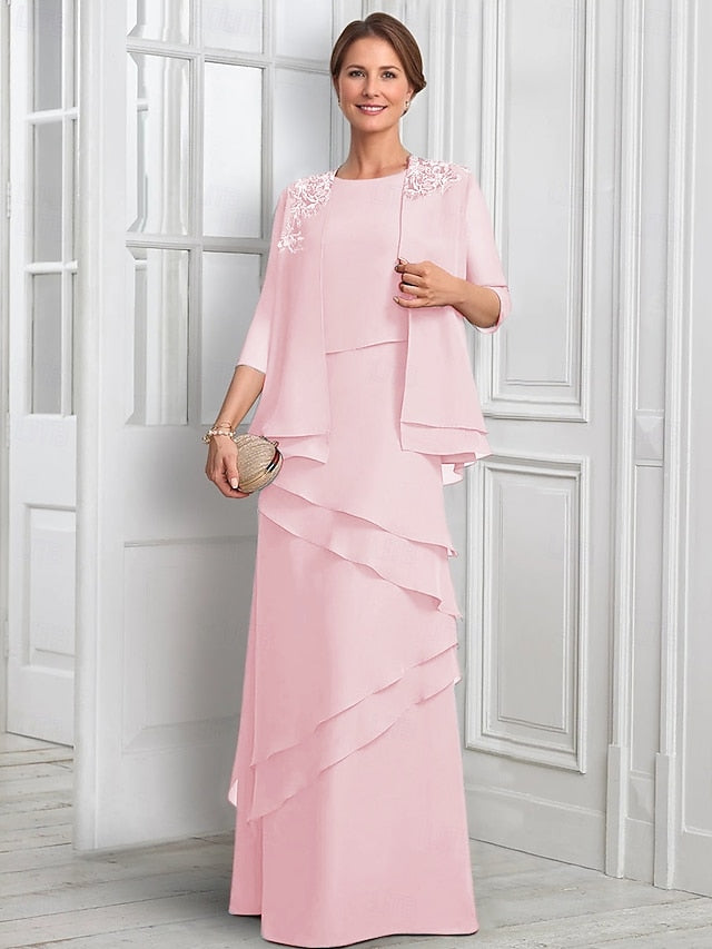 Mother Piece Formal Suit Elegant Bride A-Line Two Dress the of FashionChic