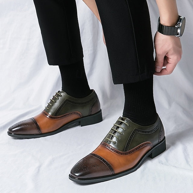 Black – Wingtip Brown Leather Oxford Faux Men's and Shoes FashionChic