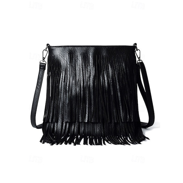 - Women's Leather Bag Faux Fringe Bohemian Crossbody FashionChic