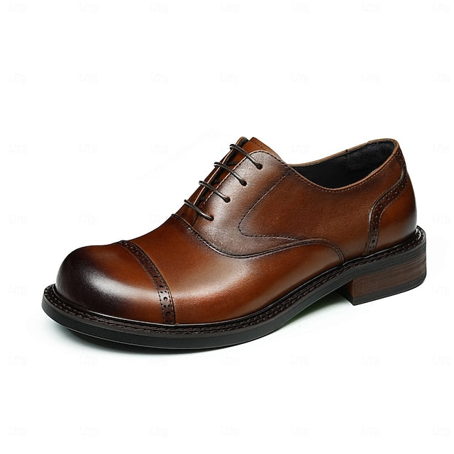 Shoes- Leather Toe Genuine Dress Men's Oxford Cap First FashionChic
