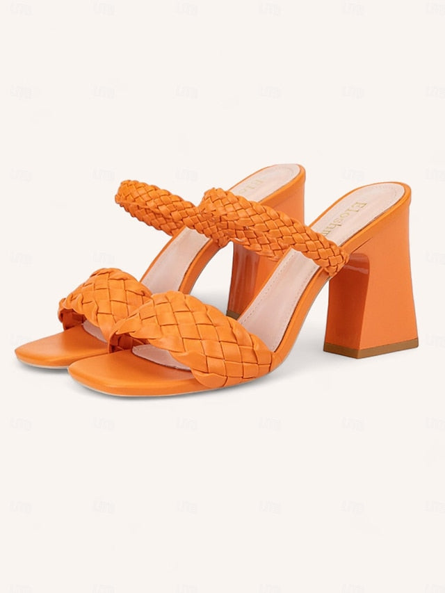 Party Sandals Braided Women's Wedding Heeled Vacation Mules FashionChic
