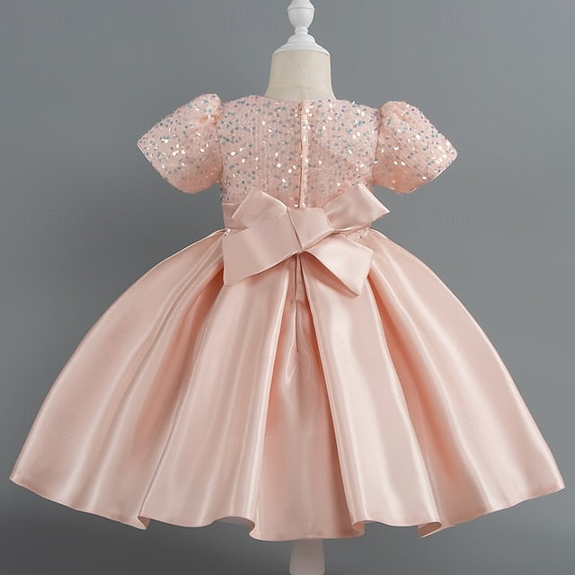 Party Sequin Dress Wedding Short Girls' Toddler Sleeve FashionChic