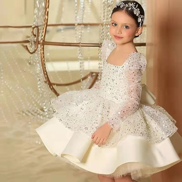 Sleeve Sequin Fall Summer Girls' Spring 3D Dress Long FashionChic