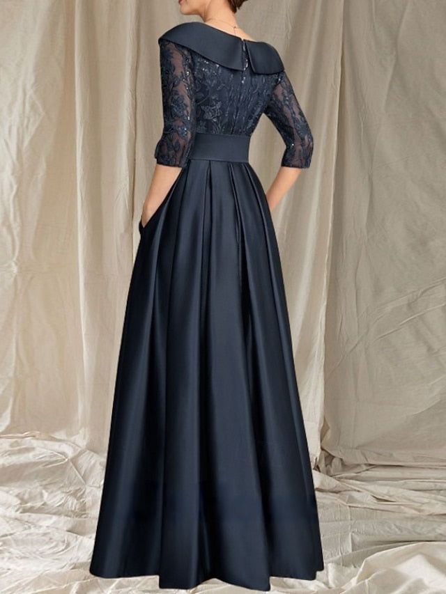 Dress V of A-Line the Mother Wedding Neck Guest Bride Elegant FashionChic