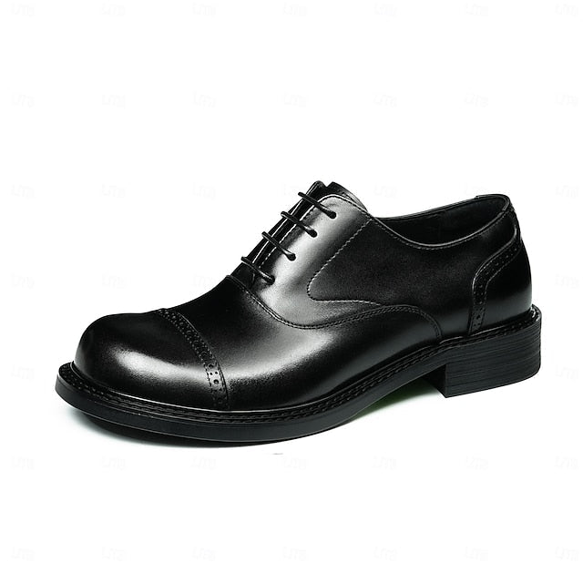 Shoes- Leather Toe Genuine Dress Men's Oxford Cap First FashionChic