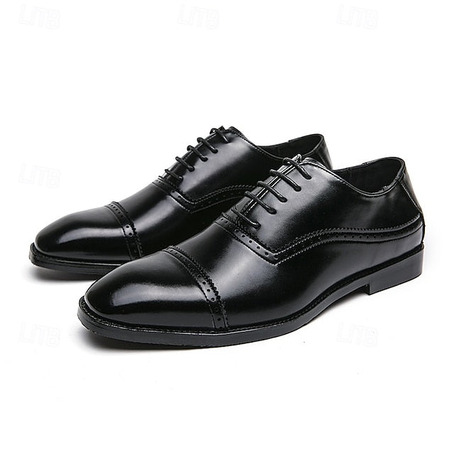 Classic Oxford – Leather Brown Shoes Men's Faux Brogue FashionChic