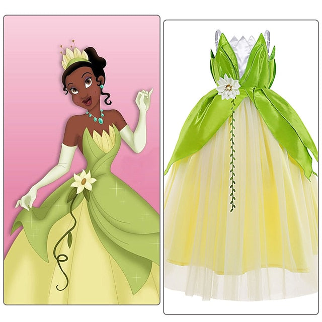 Flower Bell Princess Tinker Fairytale Theme Tiana Girl Dress FashionChic