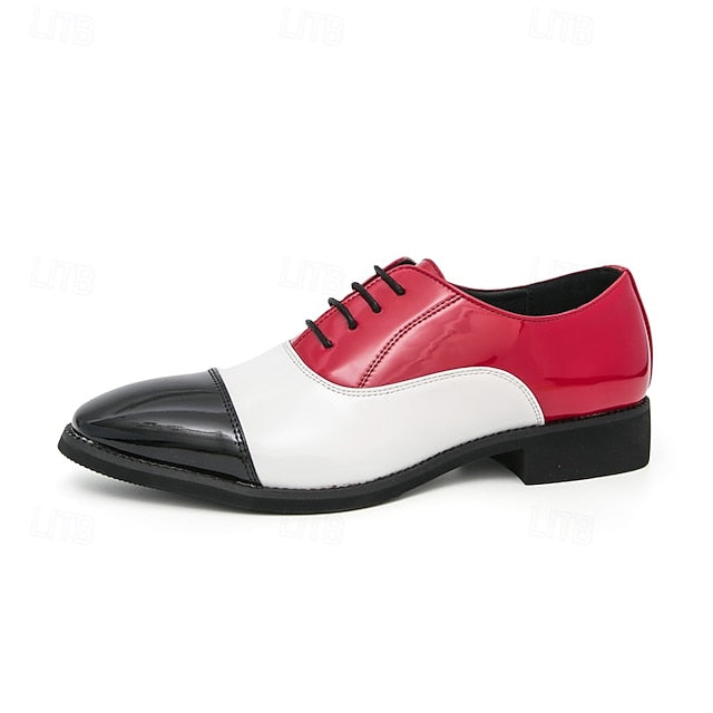 Red and Leather Shoes Patent Men's Oxford – White FashionChic