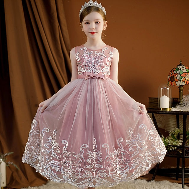 Kids Christening Wedding Girls' Flower Dress Sleeveless FashionChic