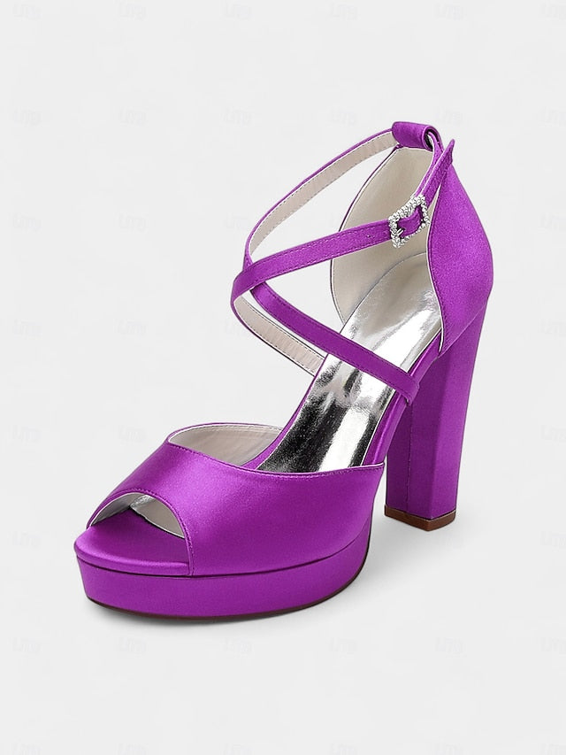 High Peep and Women's Sandals Heel Platform Toe Satin with FashionChic