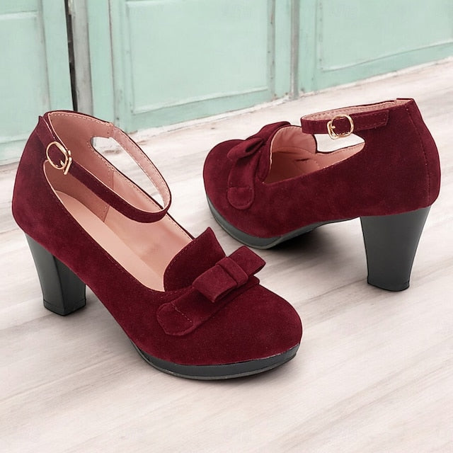 with Mary Bow Women's Heels - Jane Suede Detail Green FashionChic