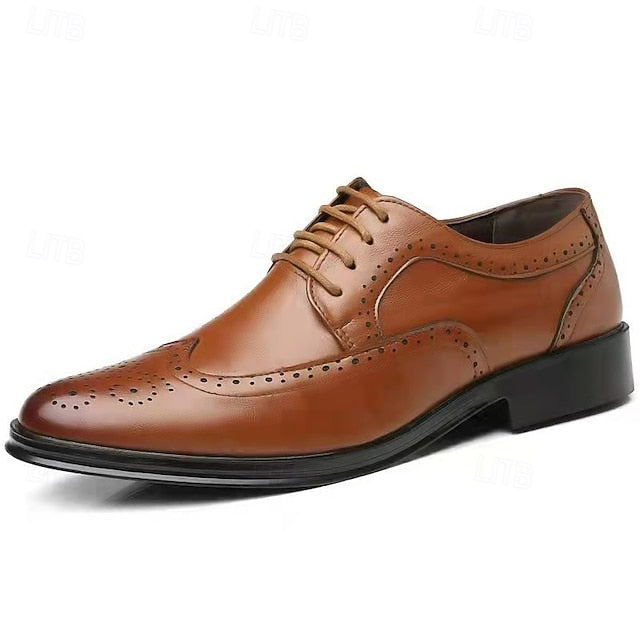 Brogue Formal Oxford - Shoes White Dress Men's Classic FashionChic