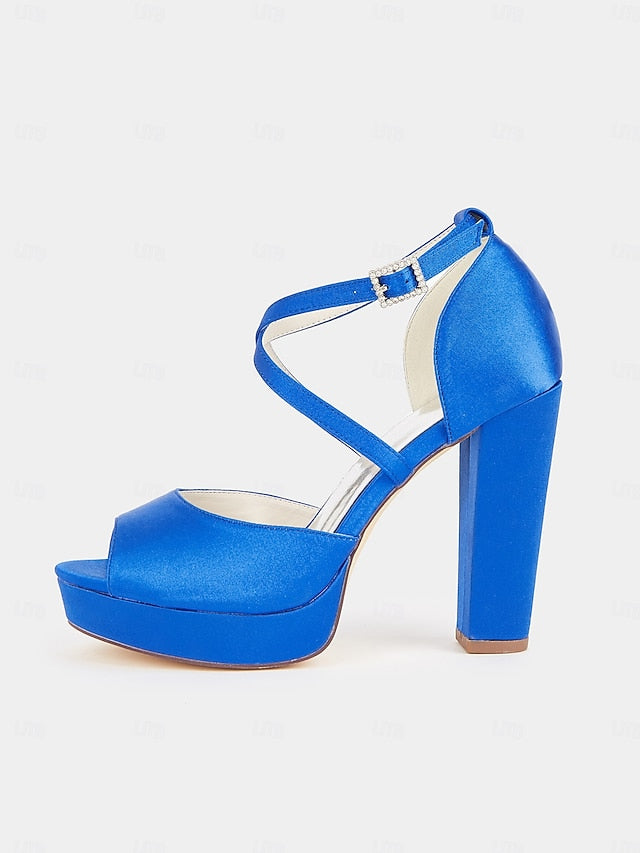 High Peep and Women's Sandals Heel Platform Toe Satin with FashionChic