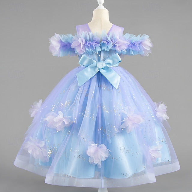 Special Girls' Flower Wedding Party Short Sleeve Dress Kids FashionChic