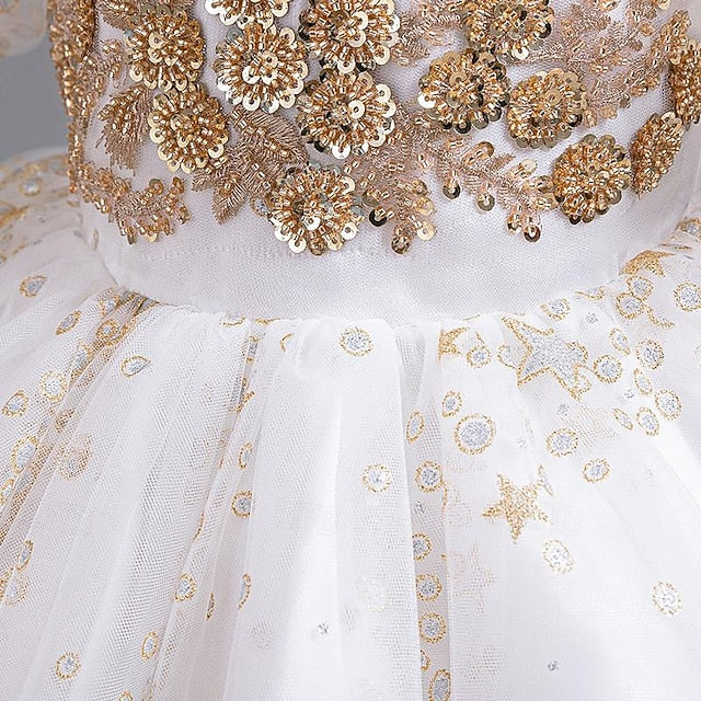 Flower Girls' Party Dress Sequin Girl Kids Floral FashionChic
