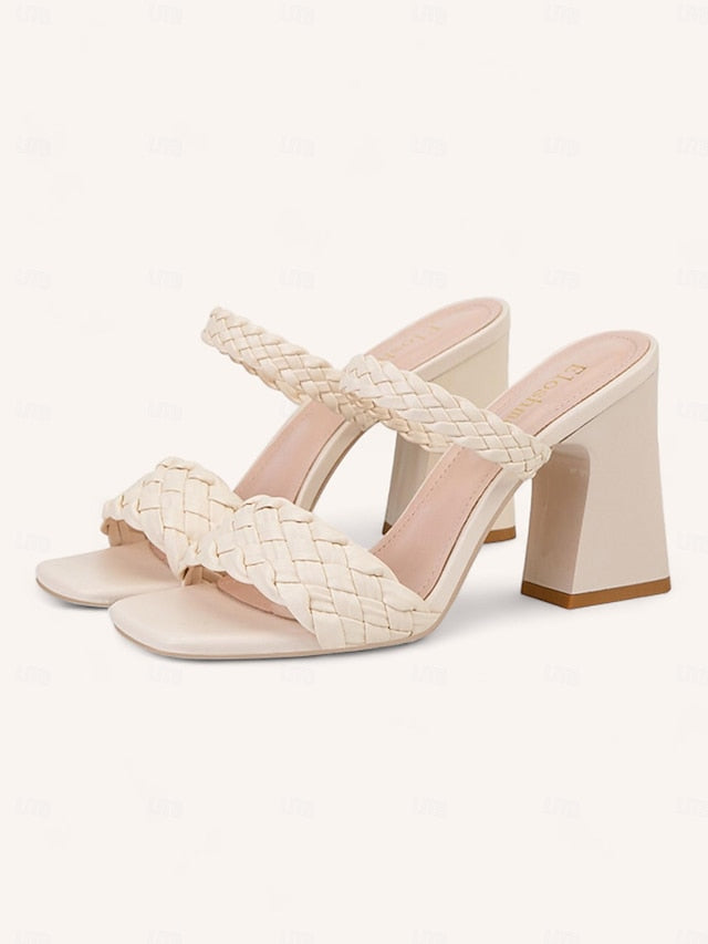 Party Sandals Braided Women's Wedding Heeled Vacation Mules FashionChic