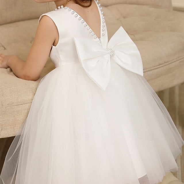 Solid Color Dress Wedding Girls' Kids Party Sleeveless FashionChic