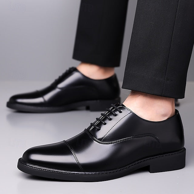 Shoes Dress Brown Oxford Design Cap-Toe Classic Men's – FashionChic