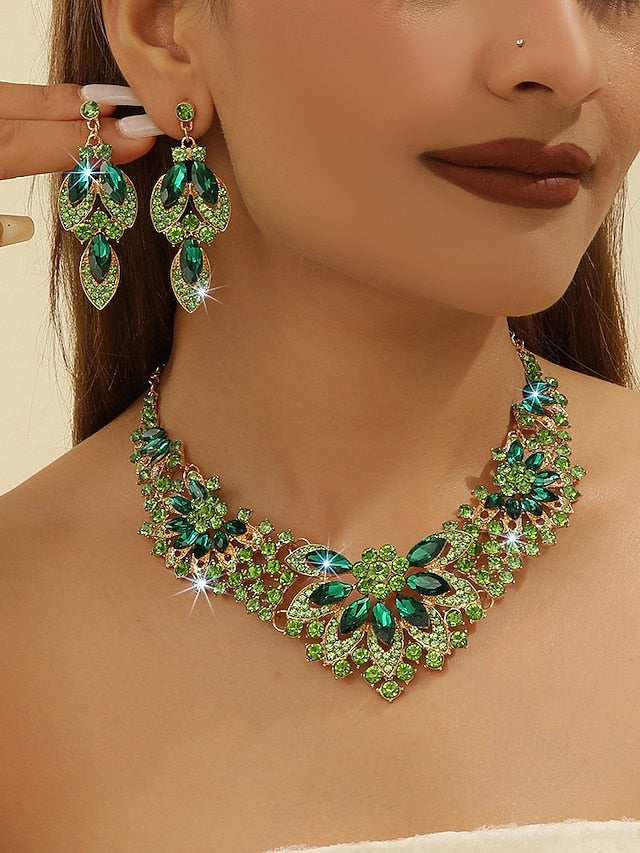Crystal Green – Necklace Set Jewelry Elegant Statement FashionChic