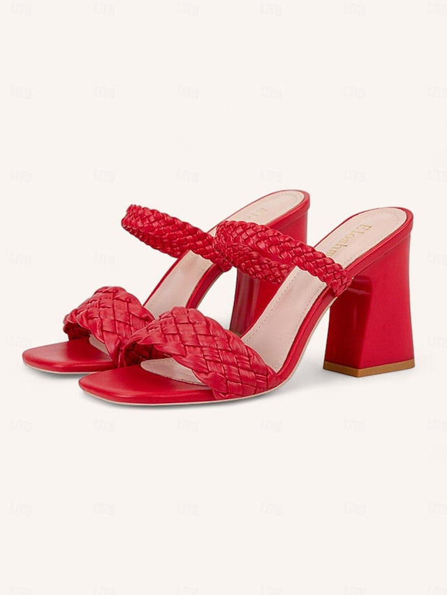 Party Sandals Braided Women's Wedding Heeled Vacation Mules FashionChic