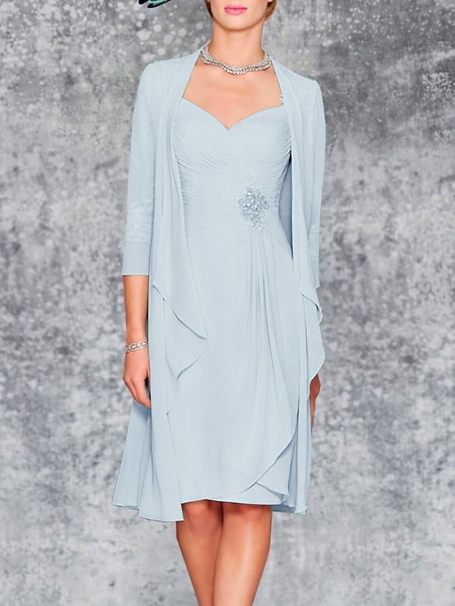 the of Wedding Two Dress Piece Bride Beach Mother Sheath FashionChic