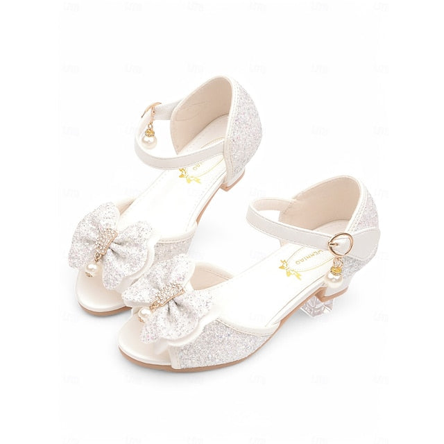 Pearl Purple Accent Sandals Glitter Bow Girls' with FashionChic